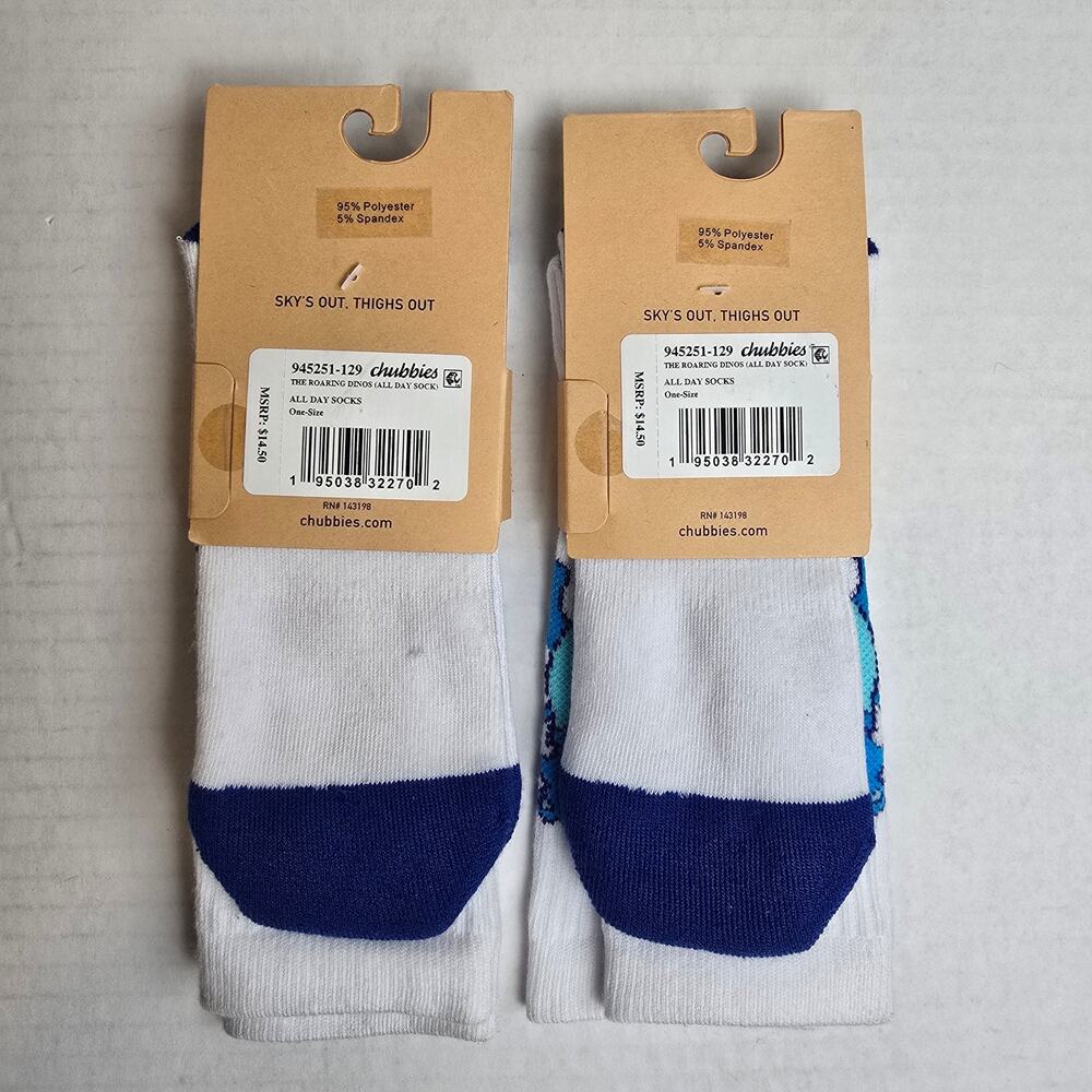 Chubbies Mens Size L/8-12 All Day Sock The Roaring Dinos 2pk Crew Socks NEW - Picture 2 of 2